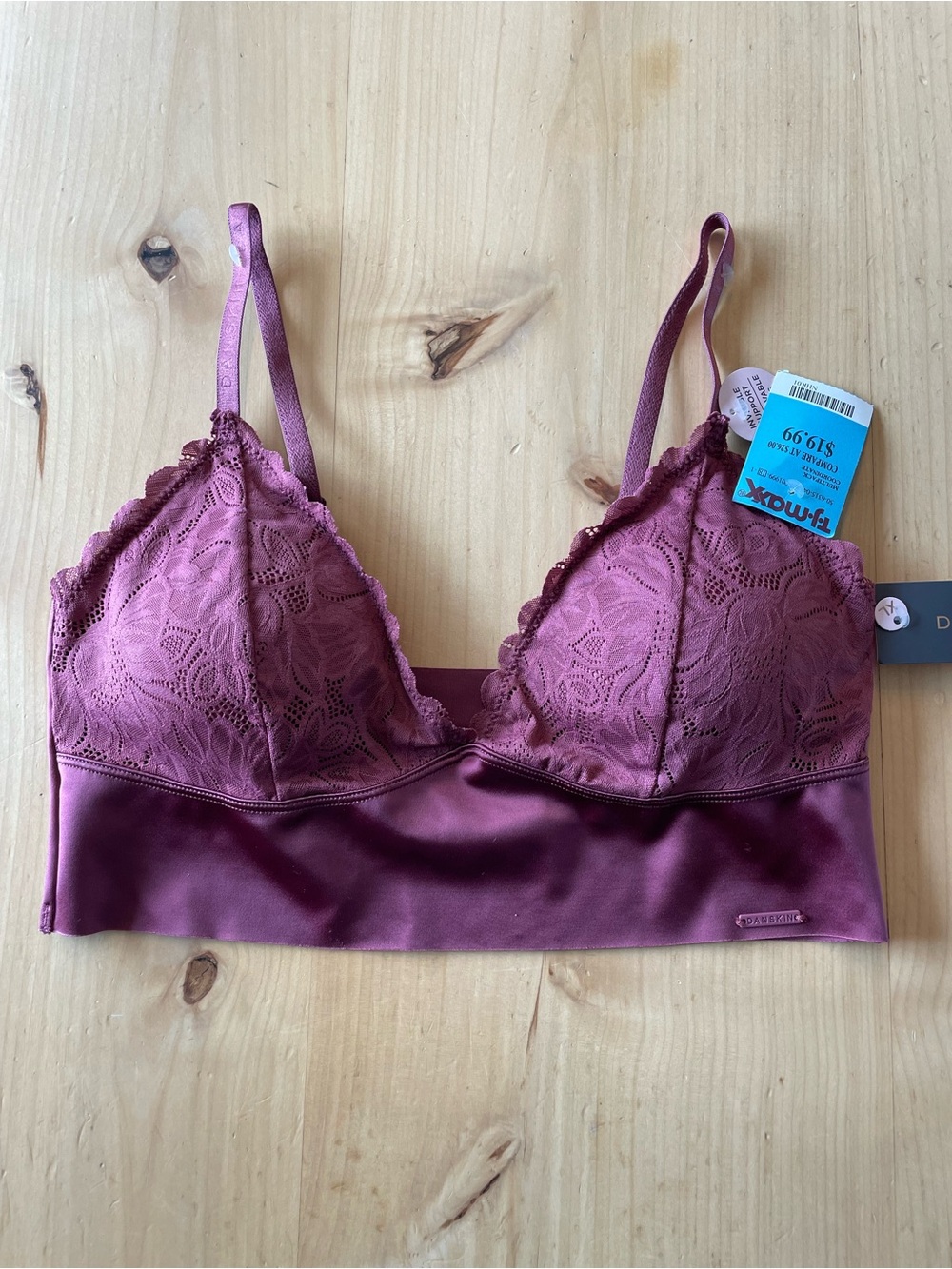 Danskin bralette size XL satin pullover maroon